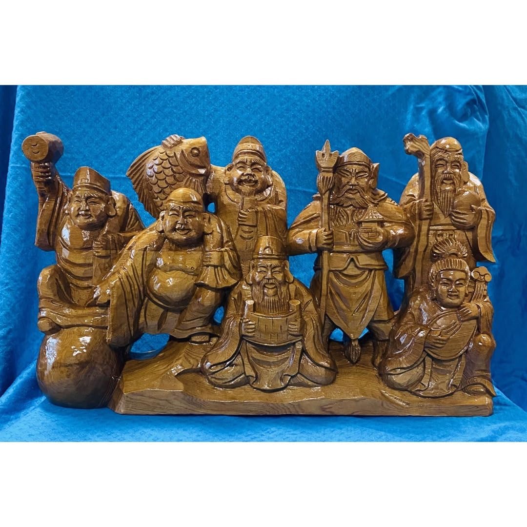 一木彫り　七福神（横幅40cm） Amazon.co.jp: 一木彫り七福神 40cm : ホーム＆キッチン